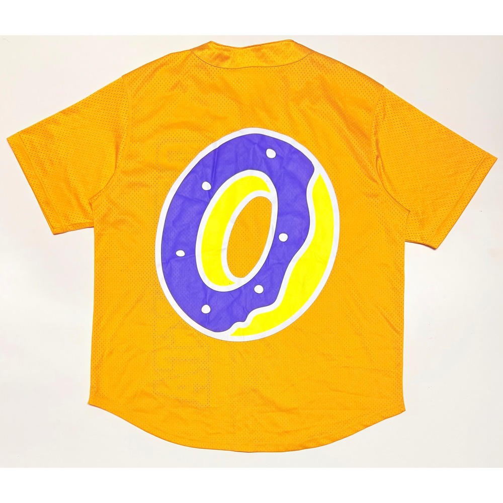 Odd Future OFWGKTA Yellow Mesh Baseball Jersey Donut Logo Mens XL Tyler Creator
